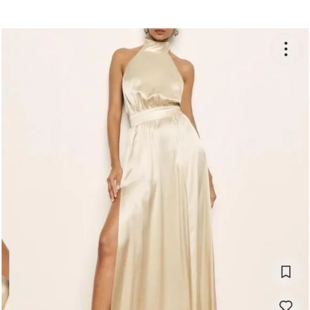 Reformation Size 2 Silk Dress, long Halter style with side slits. New